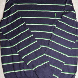 Polo Ralph Lauren Navy blue and Green Striped Crewneck Sweater size M